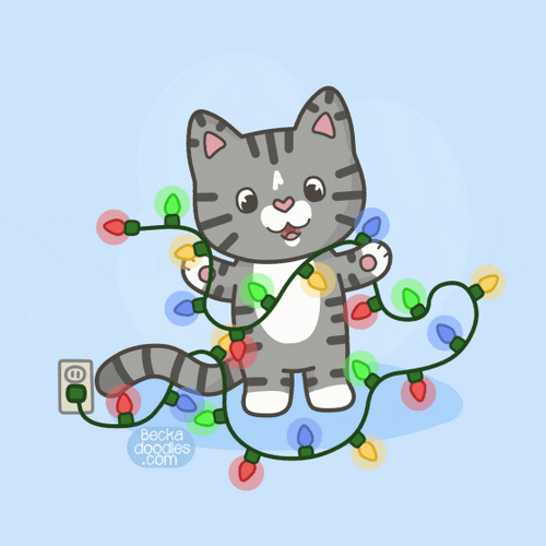 Merry Christmas Cat Lights Cartoon GIF | GIFDB.com