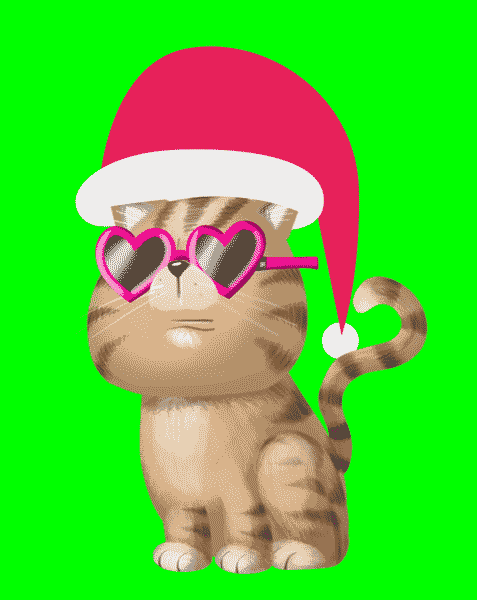 Merry Christmas Cat With Heart Glasses GIF