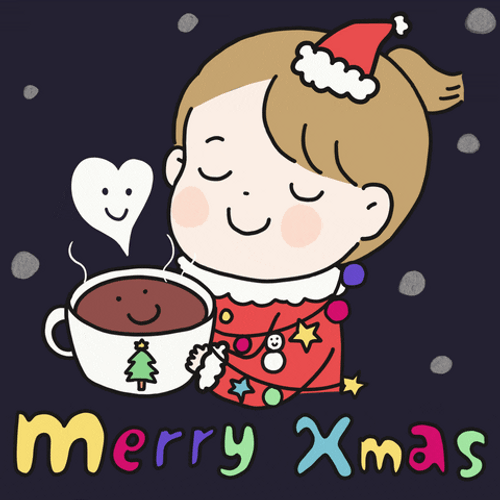 Merry Christmas Daughter Holding Coffee GIF