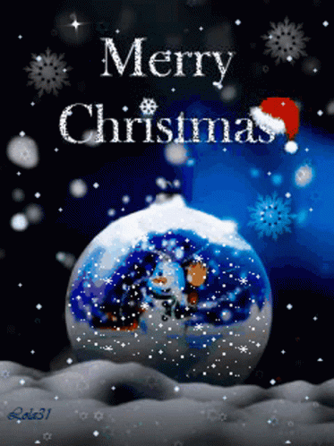 Merry Christmas Daughter Snowfalls On Silver Ball GIF