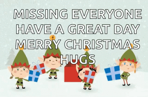 Merry Christmas Elf Holding Presents Hugs