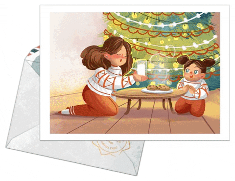 Merry Christmas Elf Santa Claus Postcards GIF