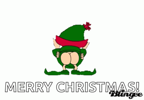 Merry Christmas Elf Showing Butt