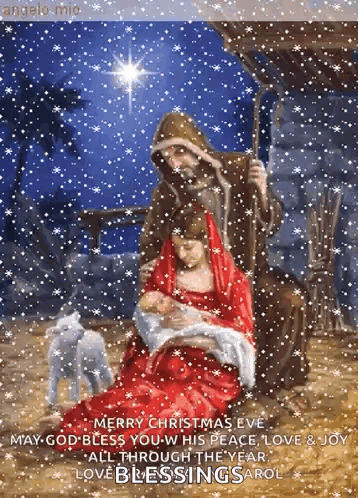 Merry Christmas Eve May God Bless You With His Peace Love & Joy All Through The Year Love Blessings Carol GIF