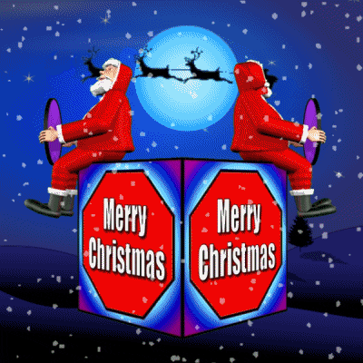 Merry Christmas Eve Santa Spinning Box GIF