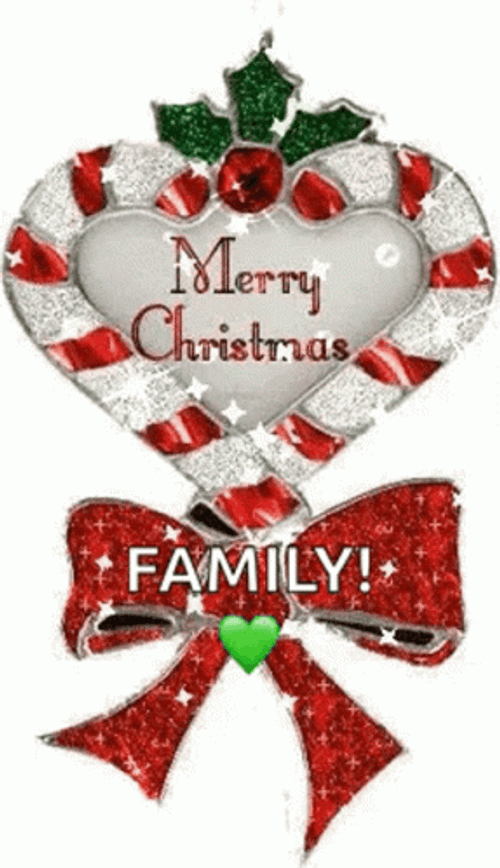 Merry Christmas Family Candy Cane Heart GIF