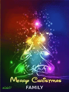 Merry Christmas Family Greeting Tree Lights GIF