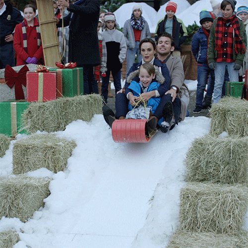 Merry Christmas Family Sledding Snow GIF