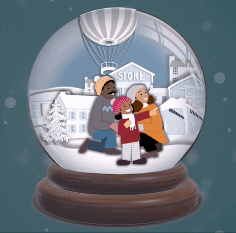 Merry Christmas Family Snow Globe GIF