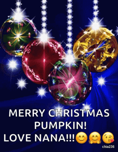 Merry Christmas Family Sparkling Balls Greeting GIF