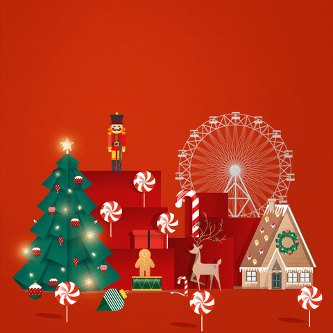 Merry Christmas Family Town Animated Greeting GIF