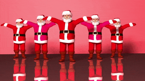 Merry Christmas Funny Group Of Santa Claus Dancing GIF
