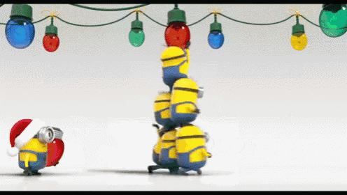 Merry Christmas Funny Minions Fixing The Christmas Decorations GIF