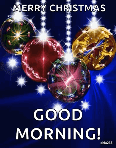 Merry Christmas Good Morning Card With Christmas Balls
