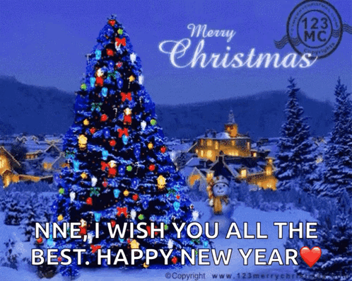Merry Christmas Greeting Card With Christmas Tree