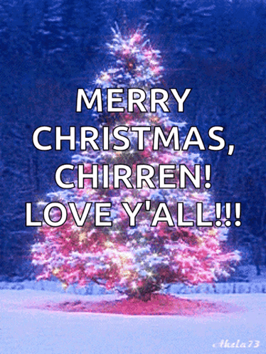 Merry Christmas Greeting Card With Pink Tree GIF