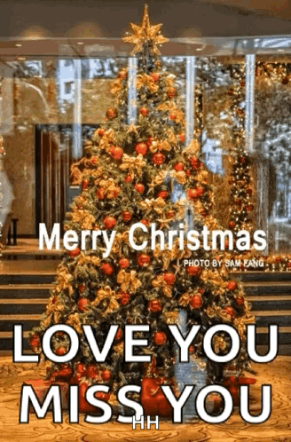 Merry Christmas Love You Miss You Tree Card GIF