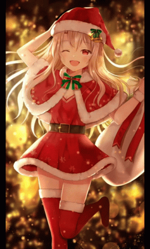 Merry Christmas Pretty Female Santa Anime GIF