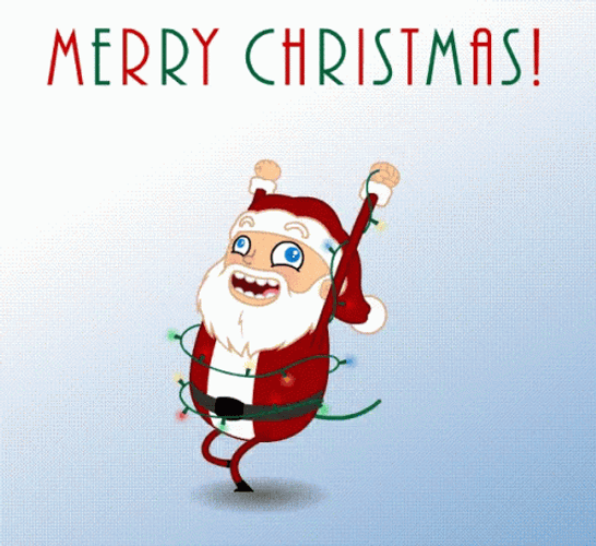 Merry Christmas Running Santa Claus GIF