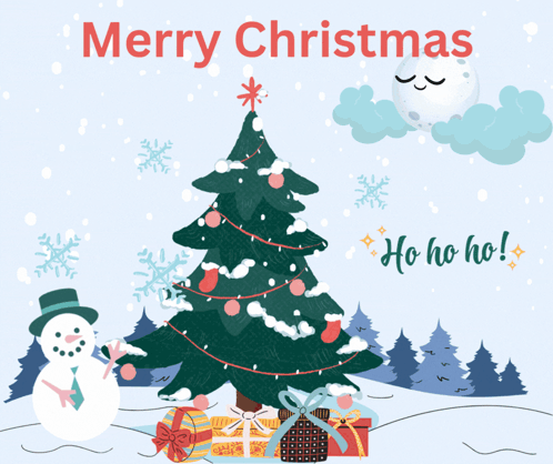 Merry Christmas Santa Claus and Christmas Tree