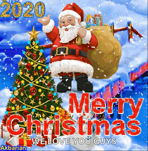 Merry Christmas Santa Claus Holding Gifts