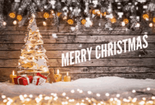 Merry Christmas Sign with Christmas Tree