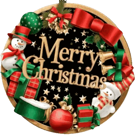 Merry Christmas Sign With Snowmen Gifts Bells