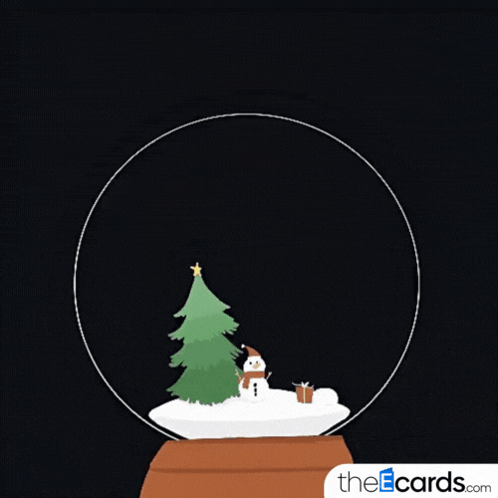 Merry Christmas Snow Globe with Tree and Snowman