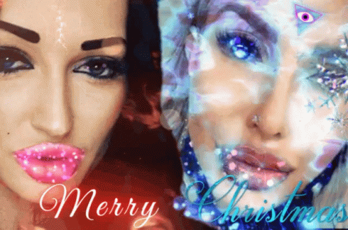 Merry Christmas Two Women's Faces