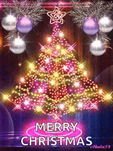 Merry Christmas Wishes Spinning Christmas Tree GIF