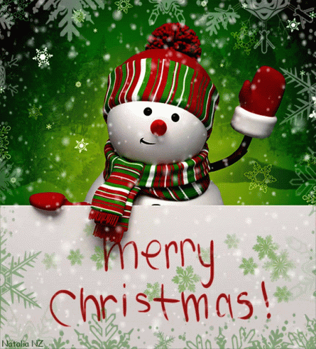 Merry Christmas Wishes Hello Snow Man GIF