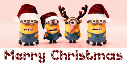 Merry Christmas Wishes Minions Trumpet GIF