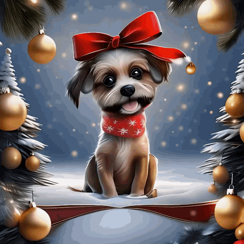 Merry Christmas Wishes Cute Pup GIF
