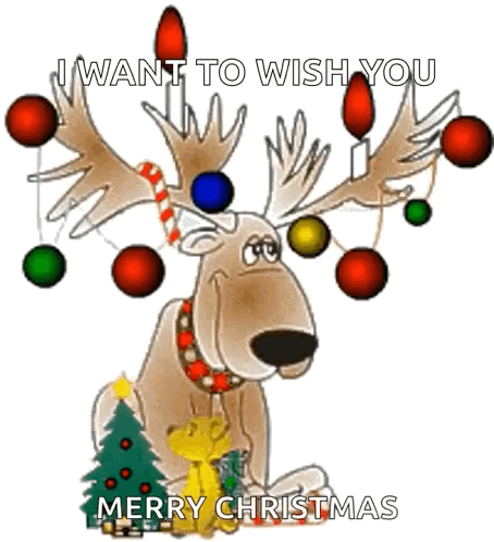 Merry Christmas Wishes Deer Bulb Design GIF