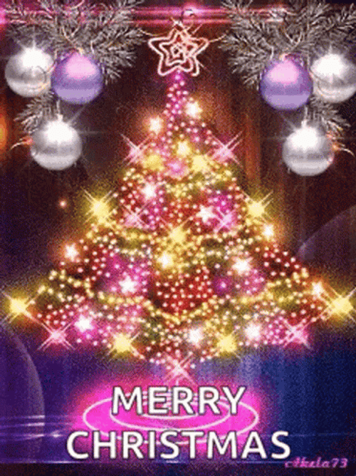 Merry Christmas Wishes Spinning Christmas Tree GIF