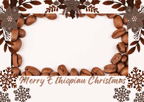 Merry Ethiopian Christmas Frame With Coffee Beans GIF