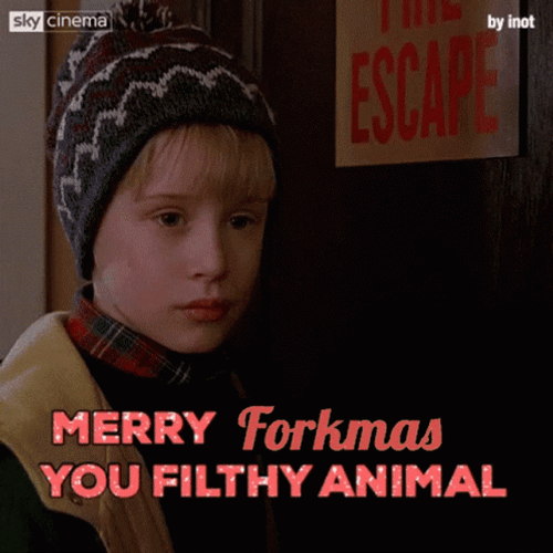 Merry Forkmas Christmas You Filthy Animal GIF