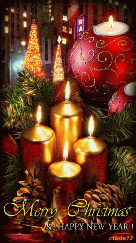 Merry Xmas Flickering Christmas Candles GIF