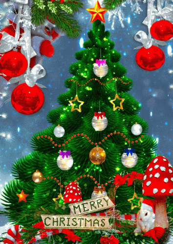 Merry Xmas Shimmering Christmas Tree GIF