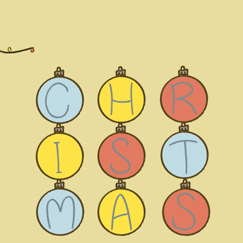 Merry Xmas Christmas Balls Moving Sketch GIF