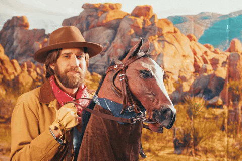 Merry Xmas Cowgirl Fake Horse GIF