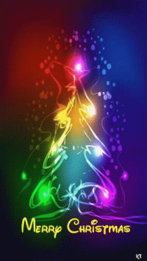 Merry Xmas Neon Glowing Lights GIF
