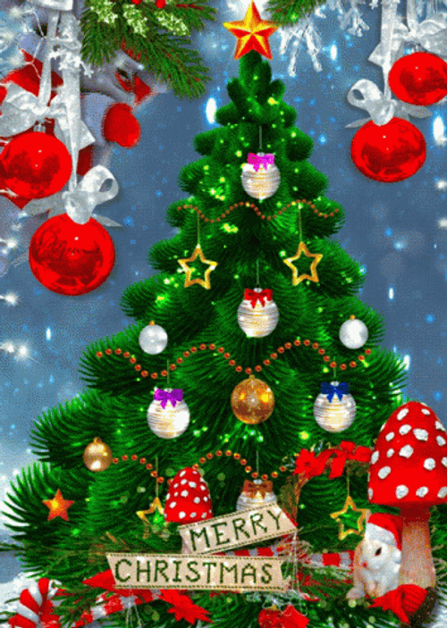 Merry Xmas Shimmering Christmas Tree GIF