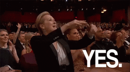 Meryl Streep Cheering Yes GIF