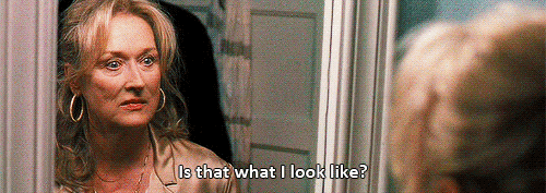 Meryl Streep Having A Conversation With Her Reflection GIF