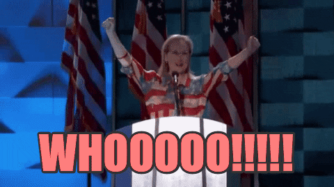 Meryl Streep Thrilled Fist Pump Reaction GIF