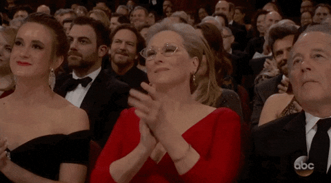 Meryl Streep Wearing Red Dress Clapping GIF