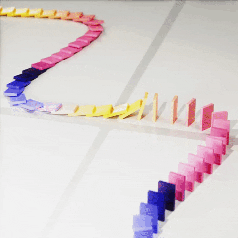 Mesmerizing Colorful Dominos Falling GIF