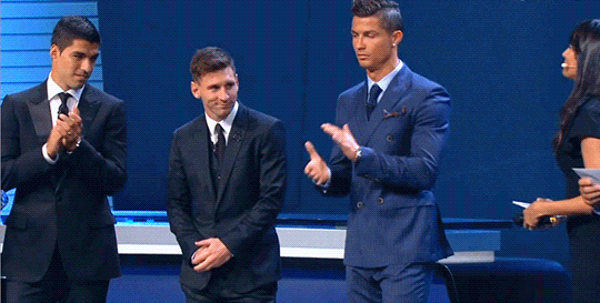 Messi And Ronaldo Applauding Accepting Awards GIF