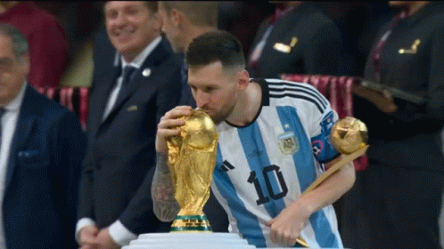 Messi And Ronaldo Kissing Trophy GIF